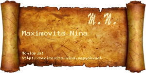 Maximovits Nina névjegykártya